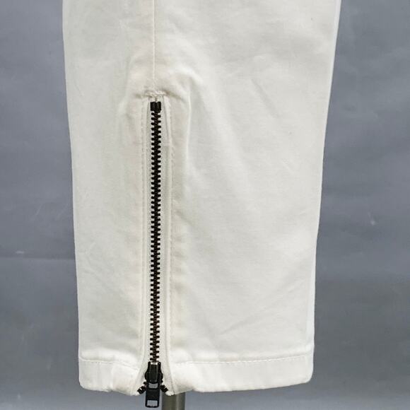 MASAI Size XL White Cotton Blend Elastic Waistband Ankle Zip Casual Pants - Picture 2 of 5
